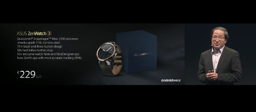 The Asus ZenWatch 3 costs 229 euros. (Image: Asus / Screenshot)