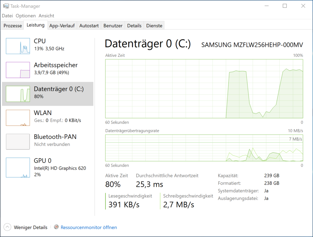 Surface Book 2 Test Festplatte