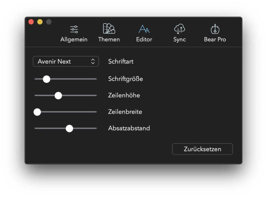 Bear settings