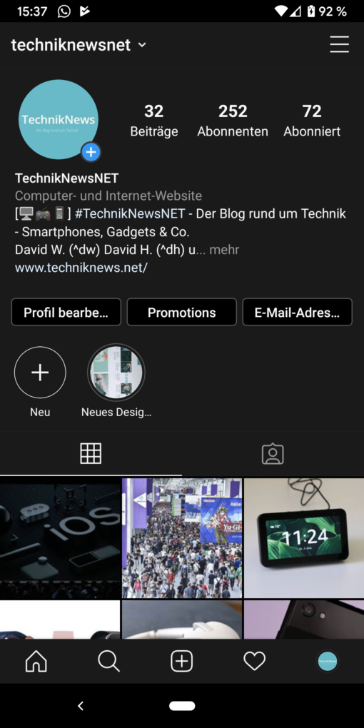 Instagram dark mode android