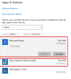 Microsoft Teams Windows 10