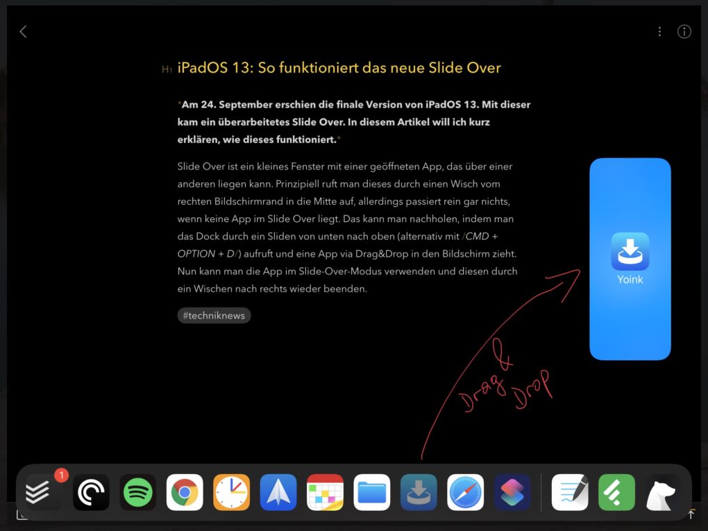 Start iPadOS 13 Slide Over