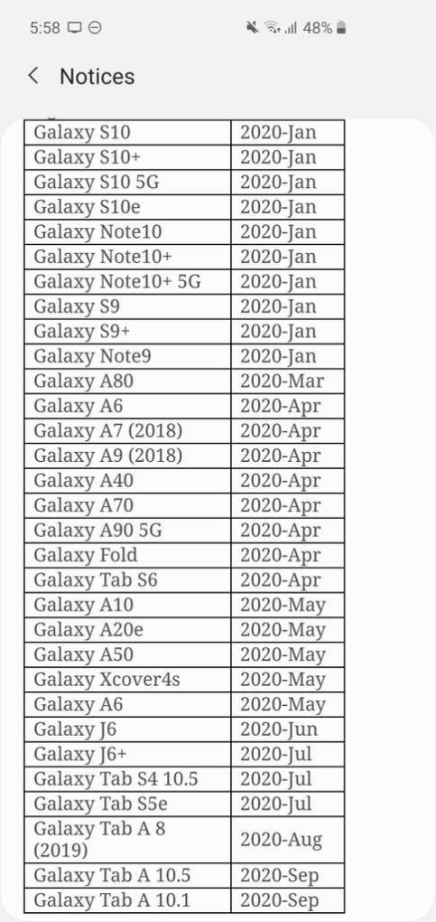 Samsung Android 10