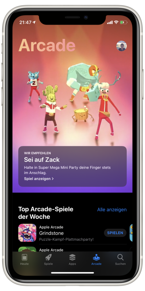 Apple Arcade App Store section