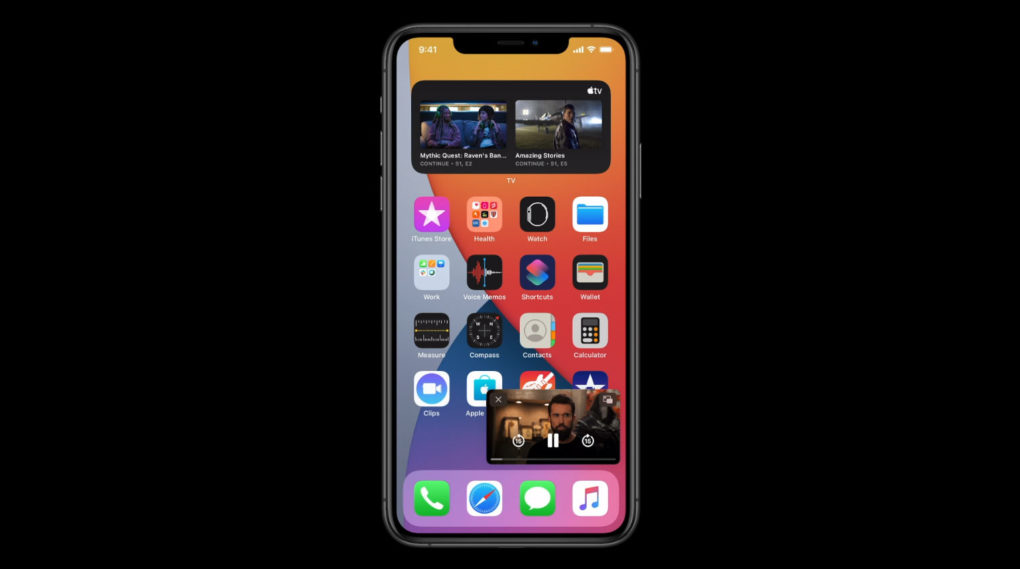 Apple iOS 14 homescreen picture-in-picture