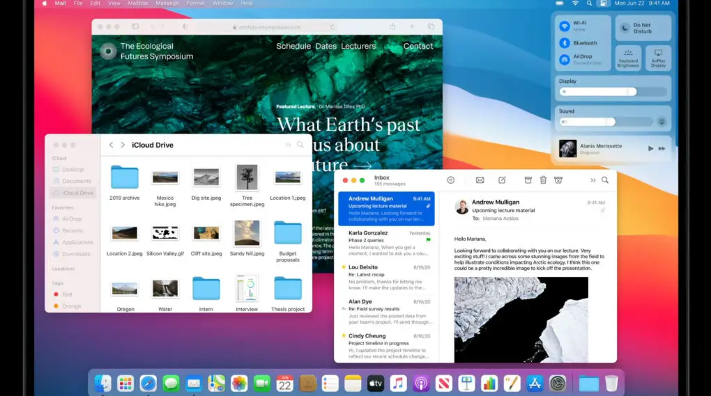 Apple macOS Big Sur homescreen