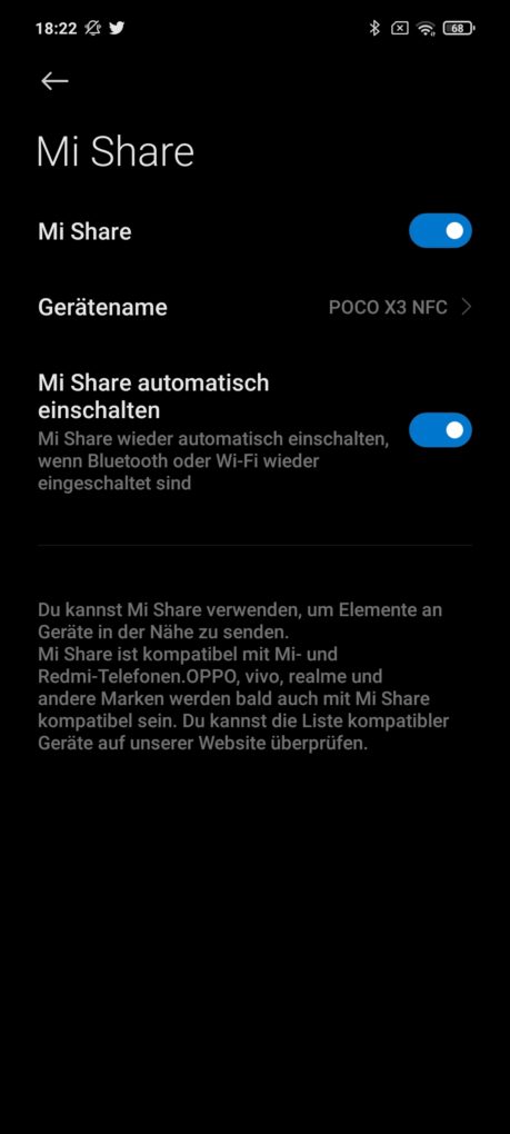 Xiaomi Poco X3 NFC Mi Share