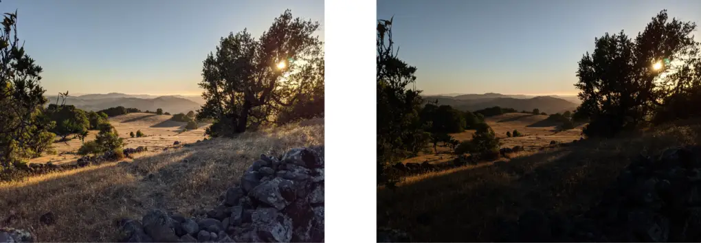 Comparison shot with vs. without HDR