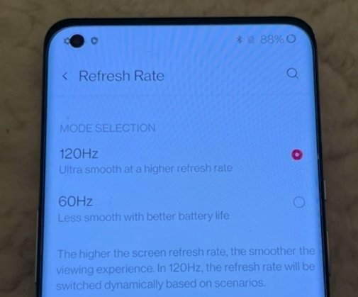 OnePlus 9 Pro refresh rate
