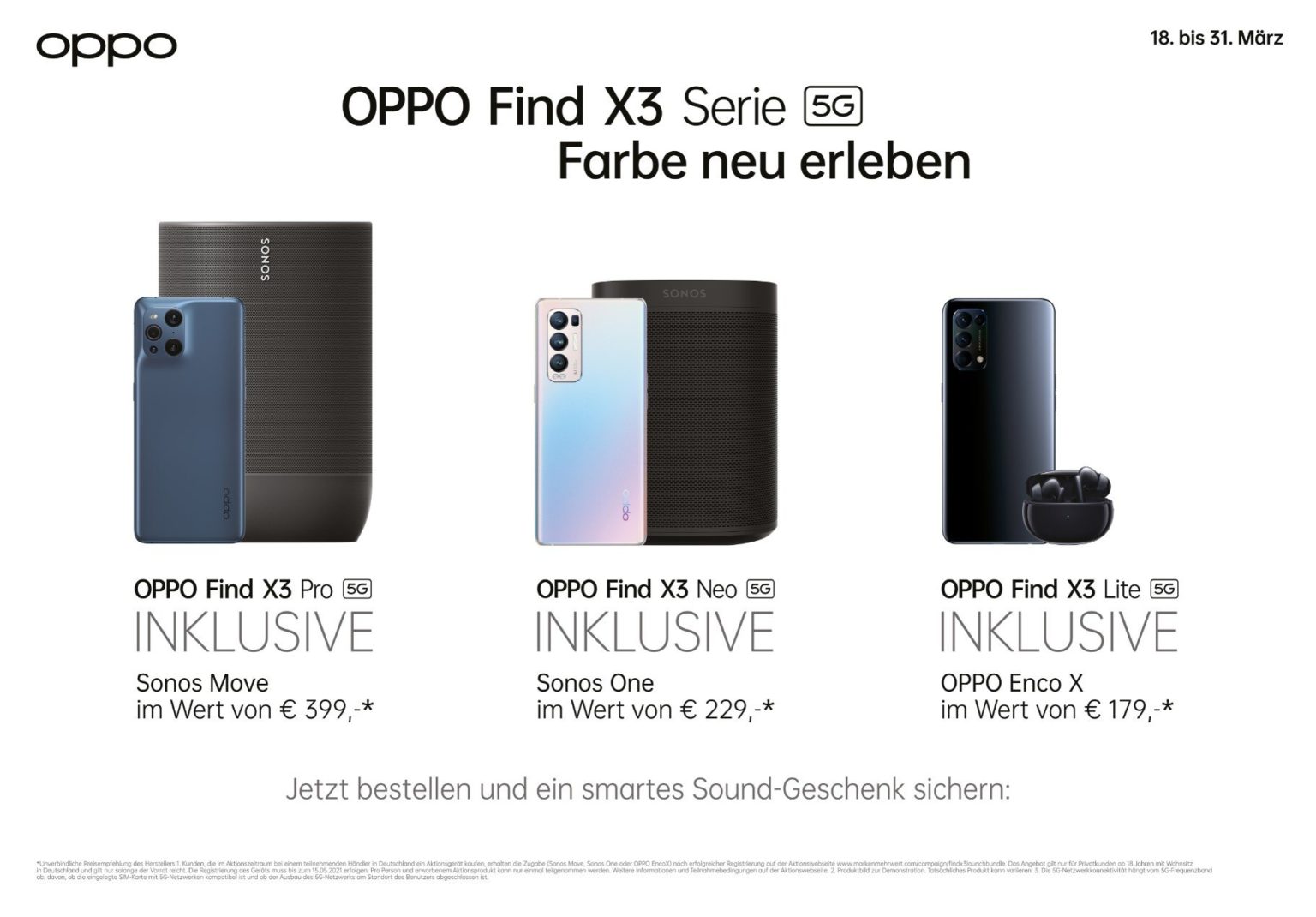 OPPO Find X3 Serie Vorbestelleraktion, OPPO Band Sport und mehr vorgestellt