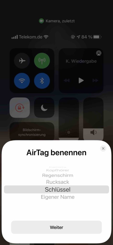Apple AirTag configuration