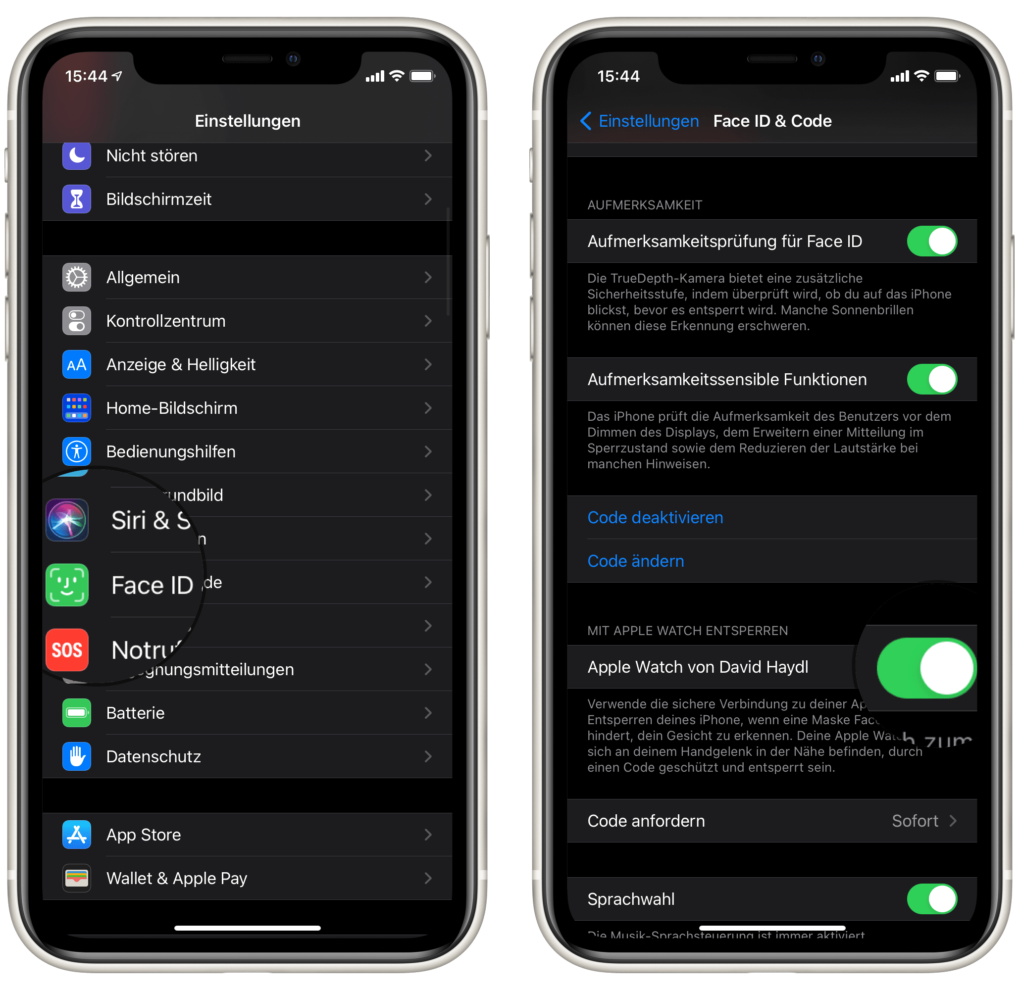 iPhone mit Apple Watch entsperren Aktivierung