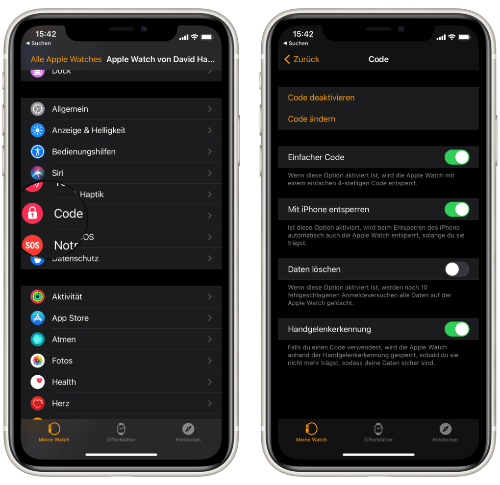 Unlock iPhone with Apple Watch wearing detection