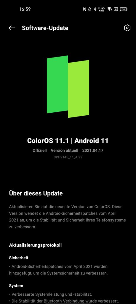 Über dieses Update April Patch Find X3 lite