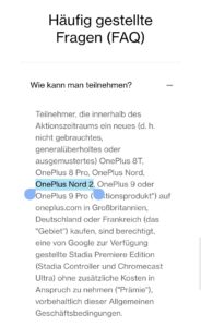 OnePlus Nord2 Stadia leak