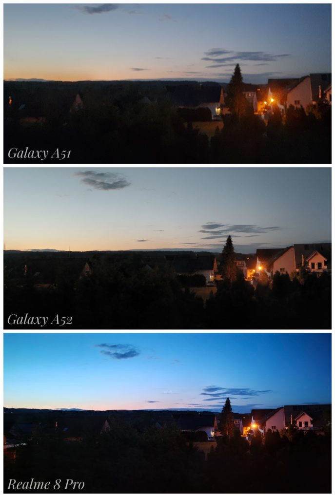 Samsung Galaxy A52 camera comparison