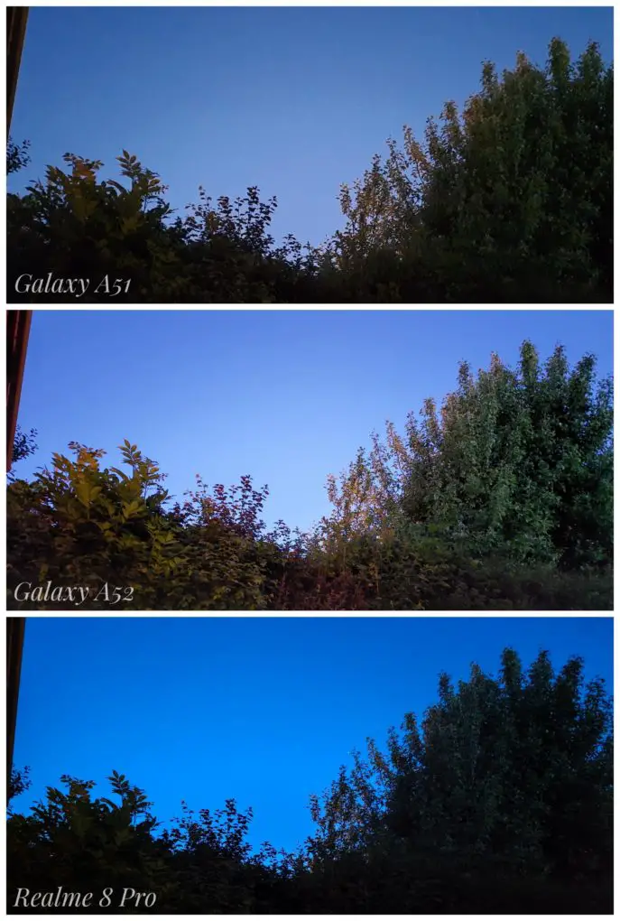 Samsung Galaxy A52 camera comparison