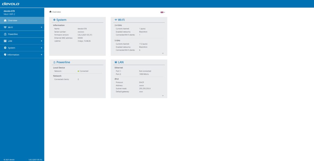 Devolo Mesh Wifi web app