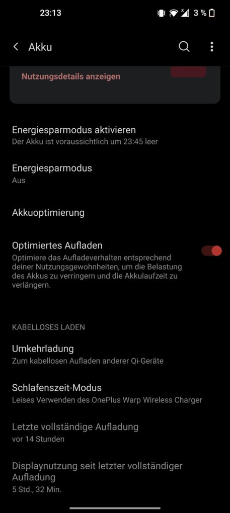 OnePlus 9 Pro Screen on time