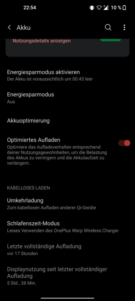 OnePlus 9 Pro Screen on time