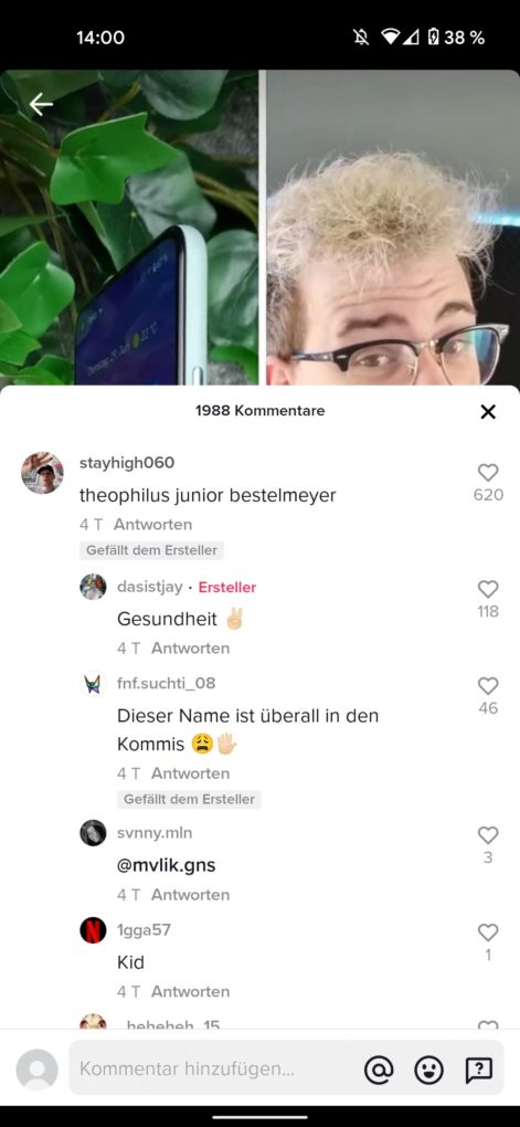 Theophilus Junior Bestelmeyer TikTok comment