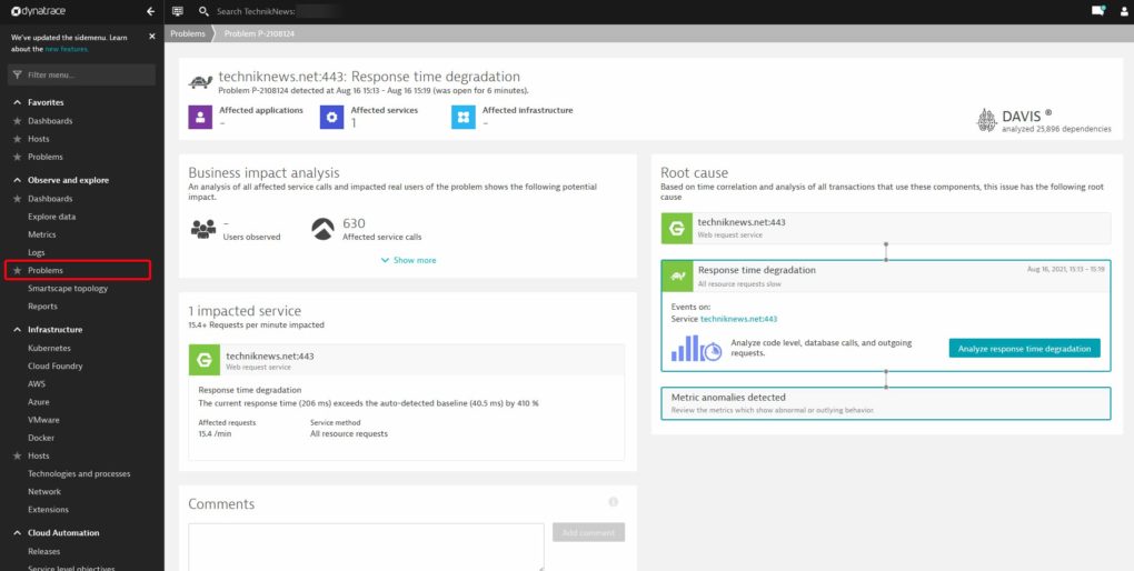 dynaTrace Proproblem analysis