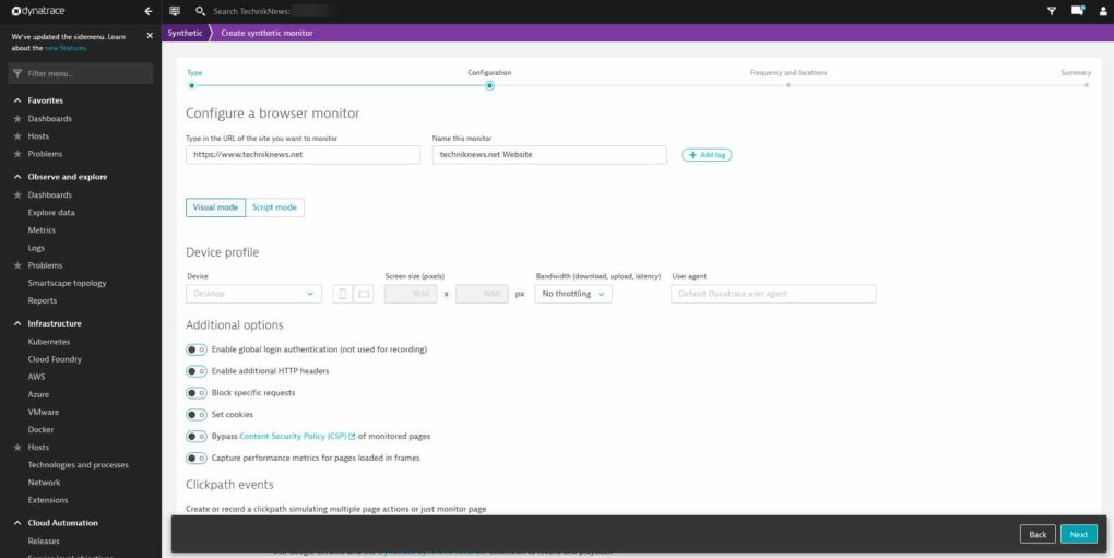 Dynatrace Synthetic Monitoring