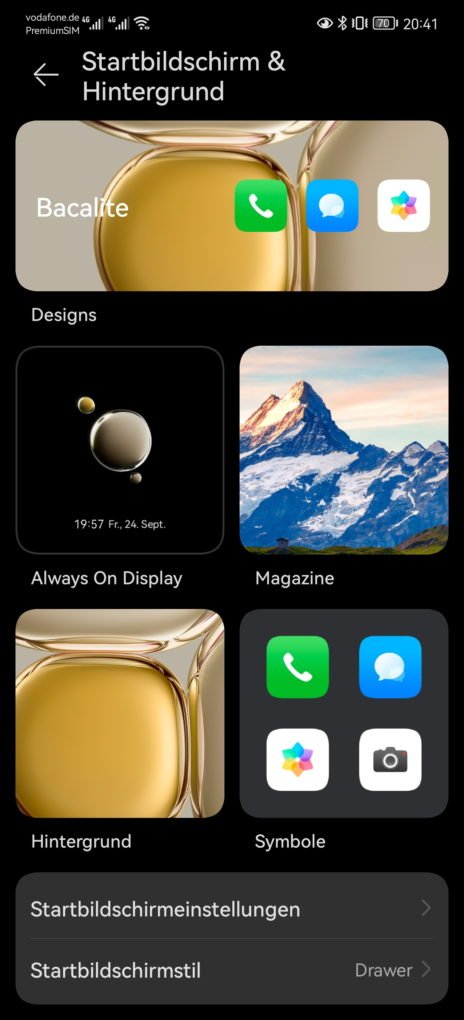 Huawei P50 Pro Software Startbildschirm und Hintergrund