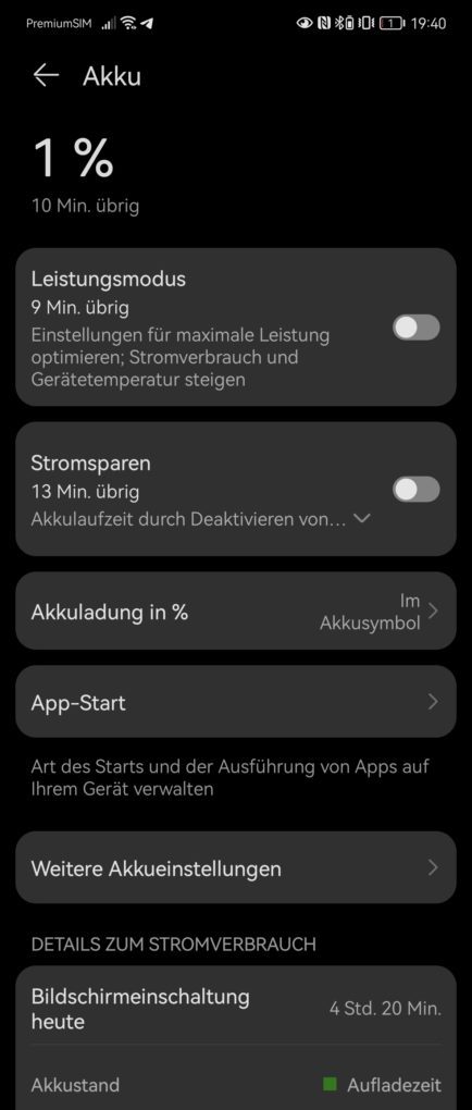Huawei P50 Pocket Screen-On-Time dynamisch