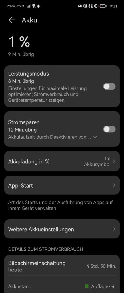 Huawei P50 Pocket Screen-On-Time dynamisch