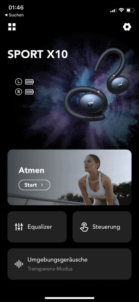 Soundcore app home screen