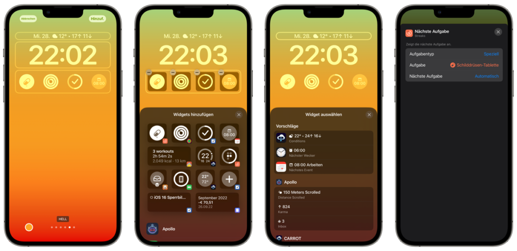 iOS 16 Sperrbildschirm Widgets