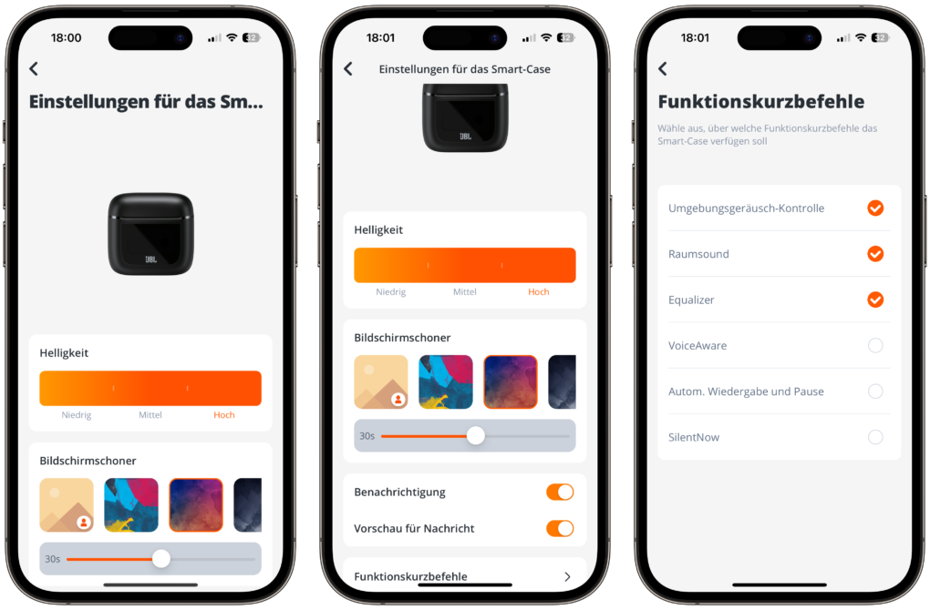 JBL Tour Pro 2 Smart Case Einstellungen