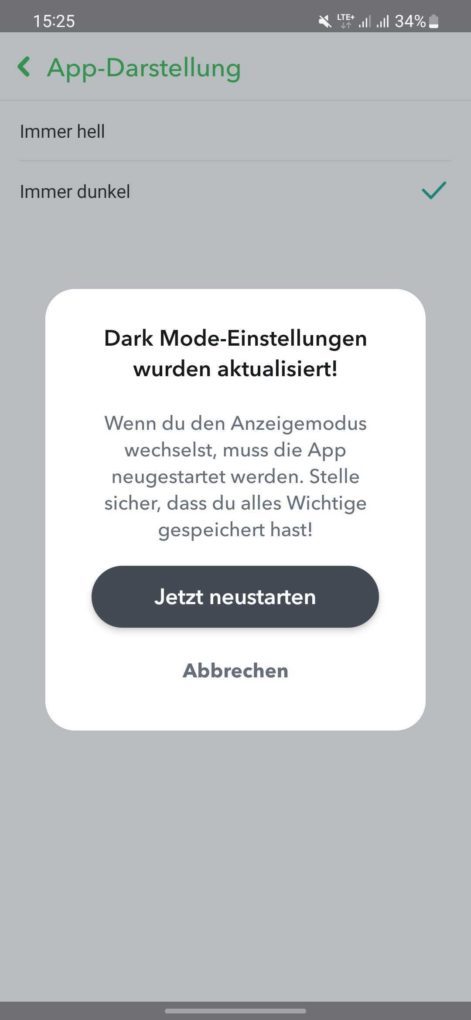 Snapchat Dark Mode Android Einstellungen