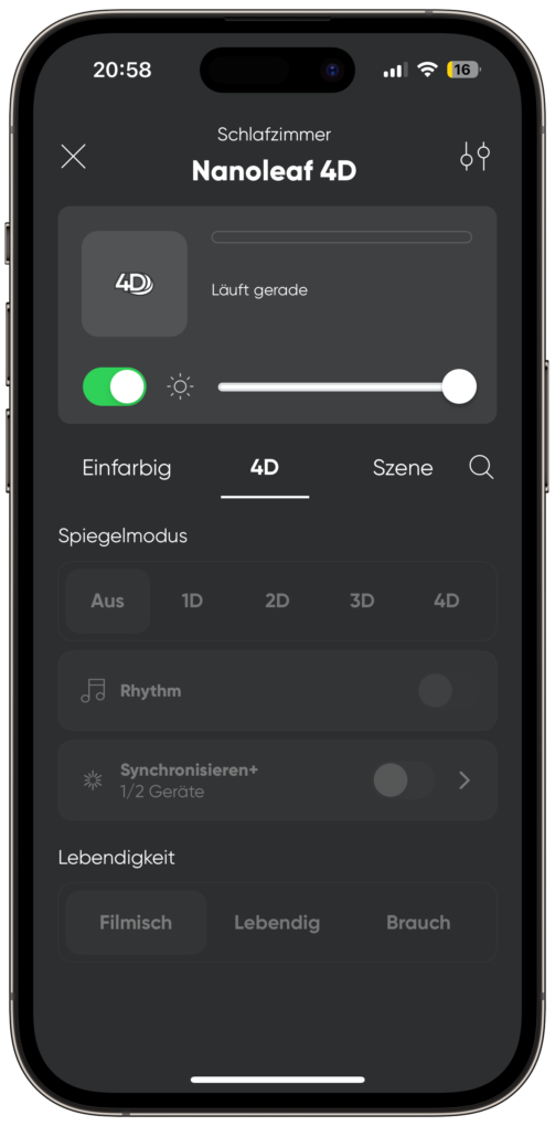 Nanoleaf 4D app 2