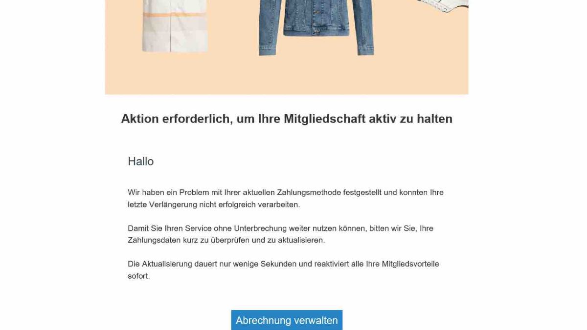 Outfittery Phishing E-Mail