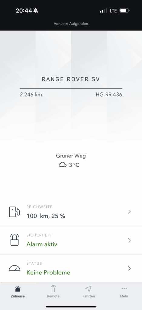 Land Rover App Dashboard
