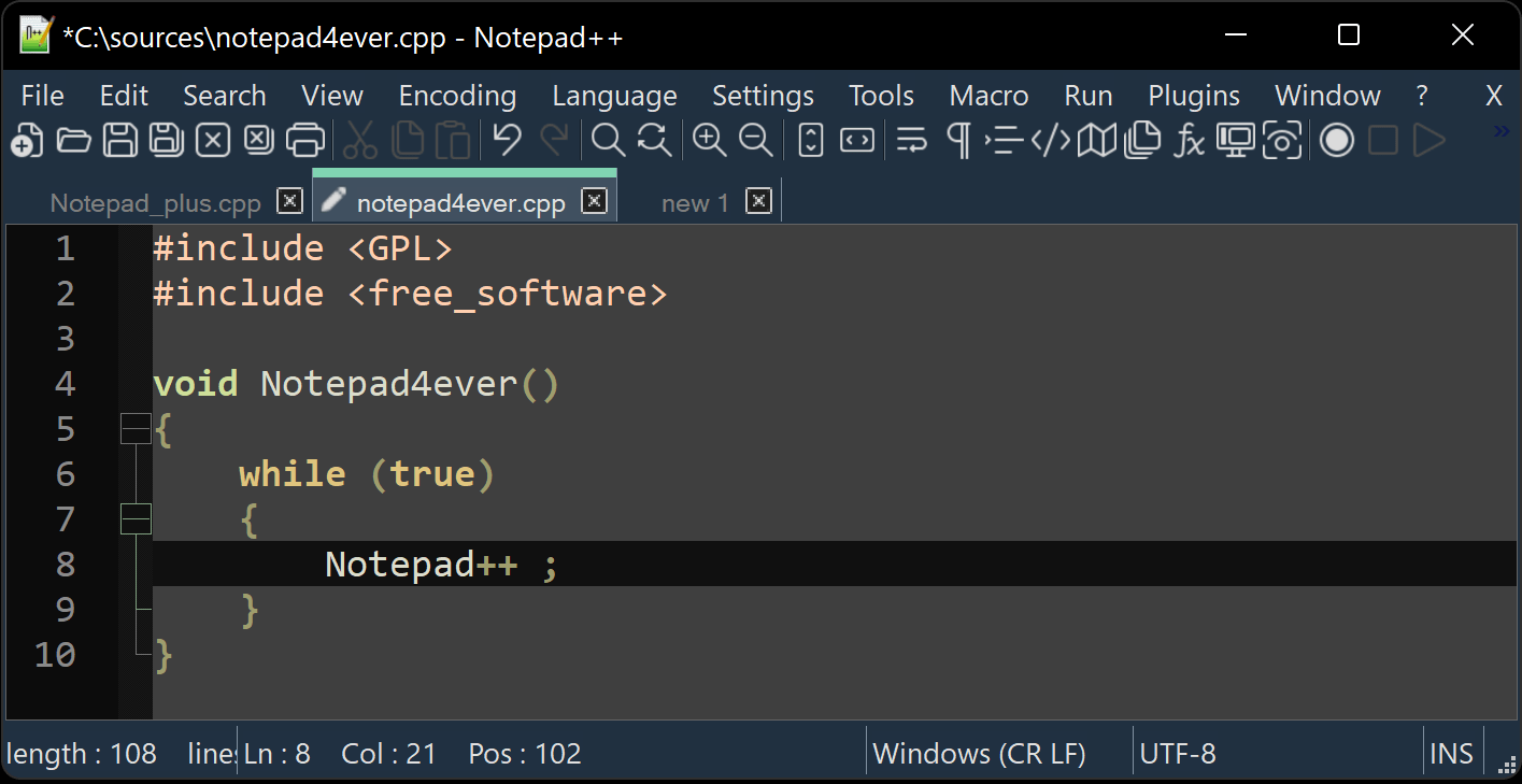 Ein Textfeld von Notepad++