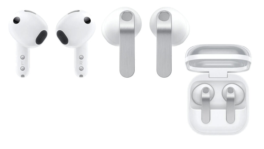 Das Standardmodell der Galaxy Buds4 verzichtet auf abdichtende Gummiaufsätze.