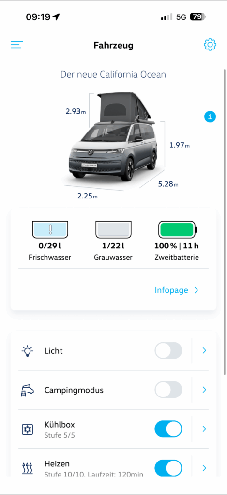 VW California eHybrid App Startseite 2
