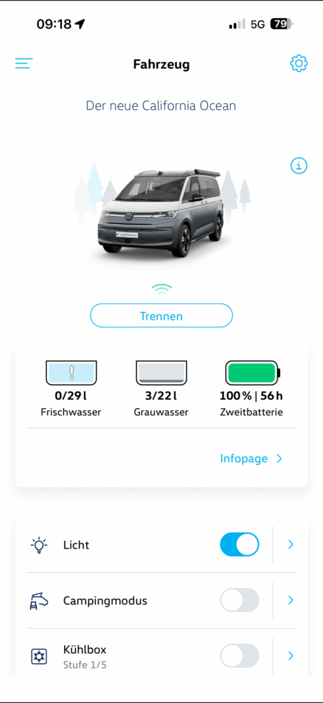 VW California eHybrid App Startseite