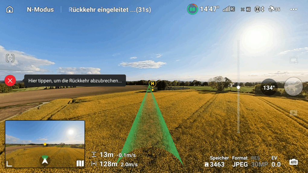 DJI Avata 360 RTH Feld