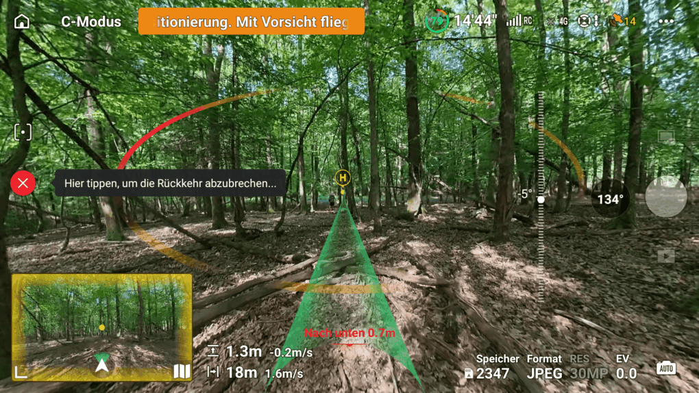 DJI Avata 360 RTH Wald
