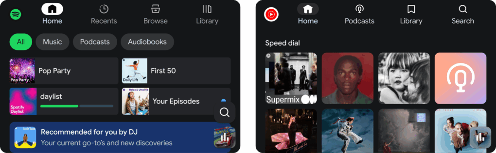 Spotify und YouTube Music im Auto ab Android 17