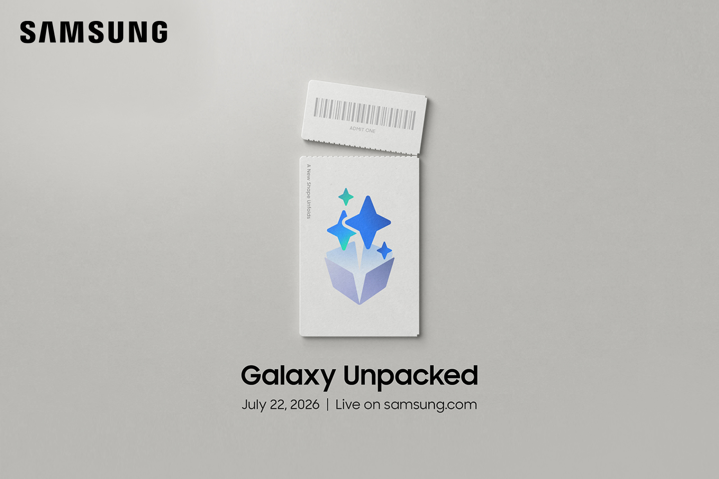 Eine Einladungskarte für das Samsung Galaxy Unpacked im Juli 2026