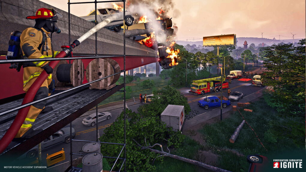 Firefighting Simulator: Ignite - Motor Vehicle Accident: Brand auf der Brücke