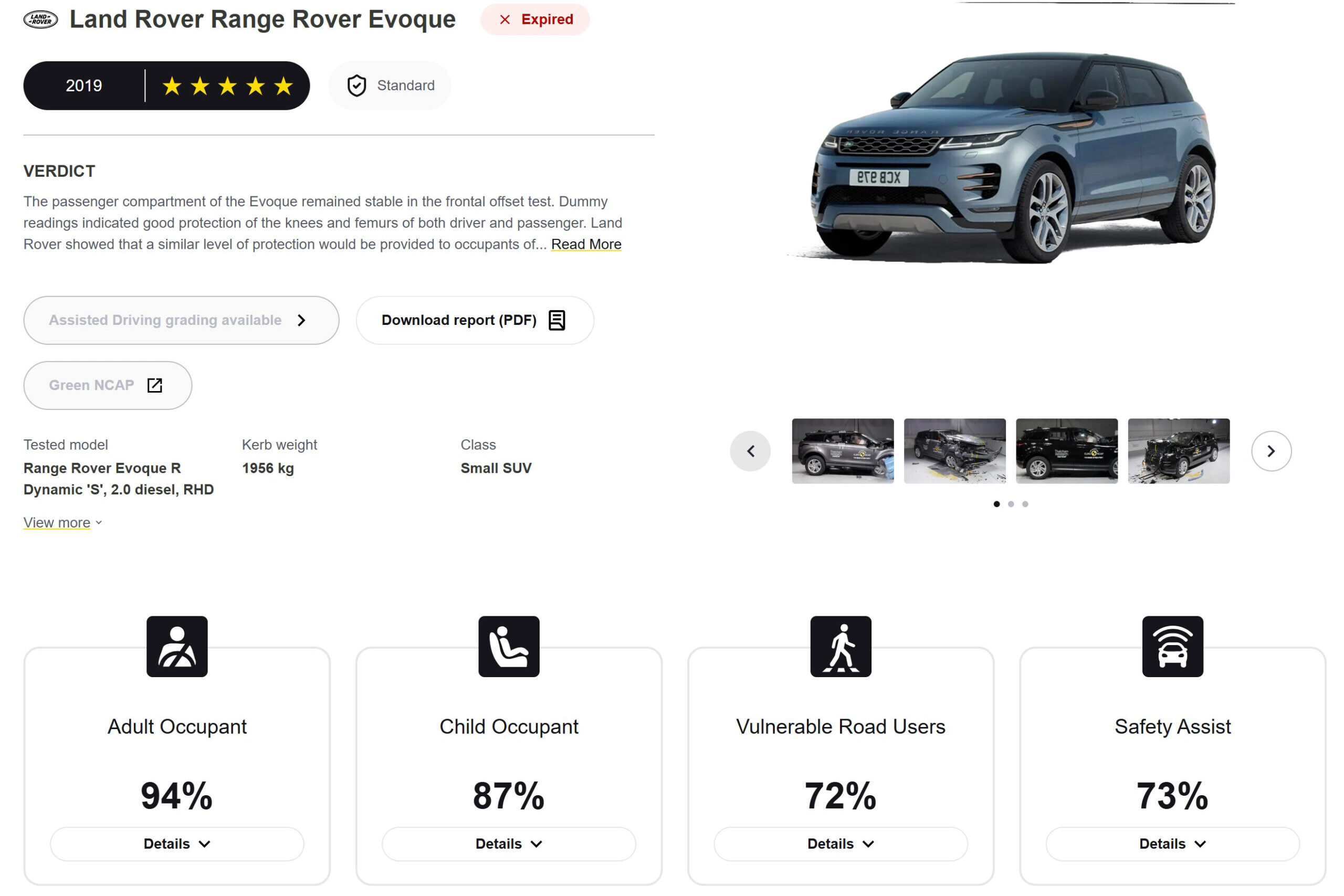 Range Rover Evoque EuroNCAP