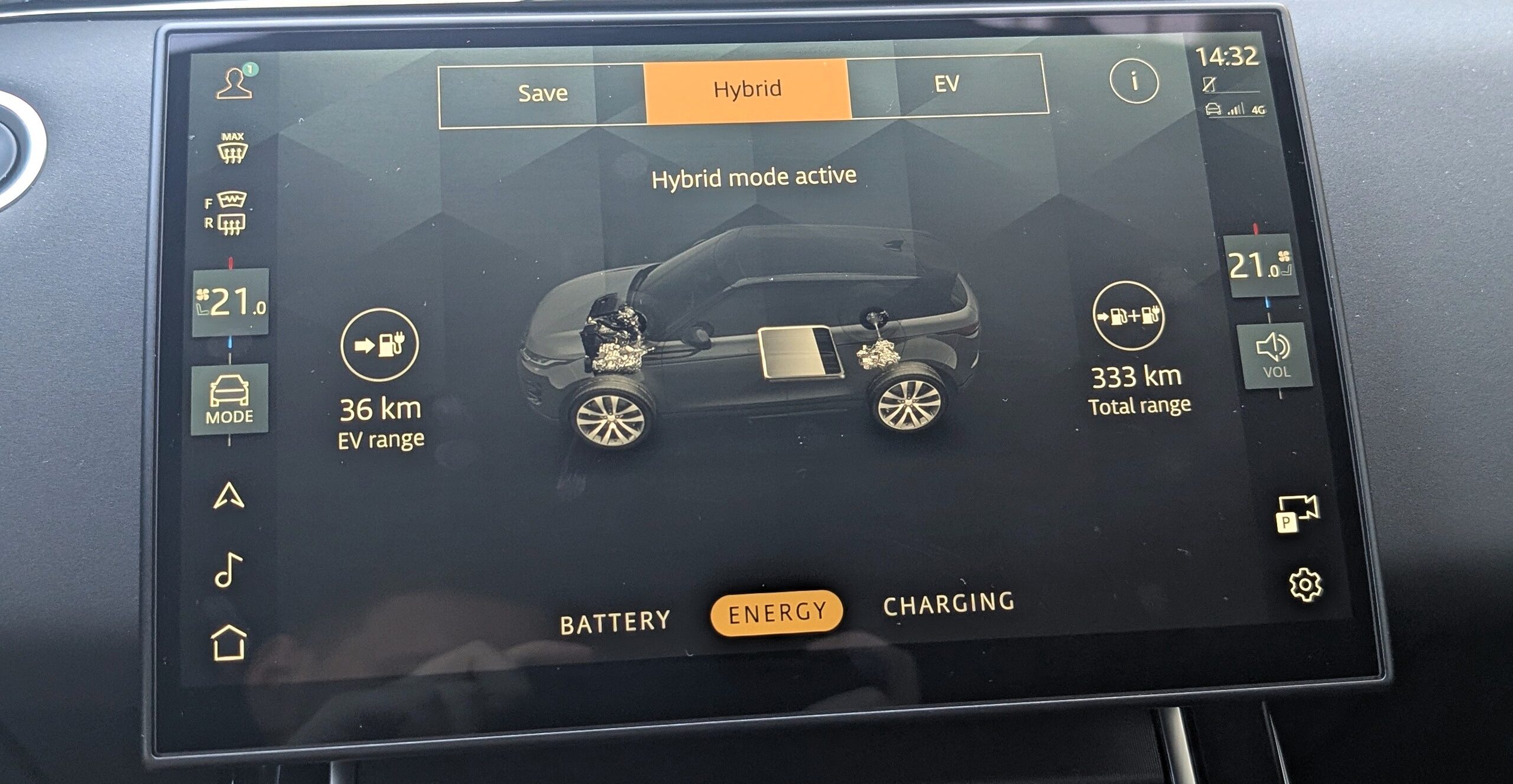 Range Rover Evoque P270e Reichweite