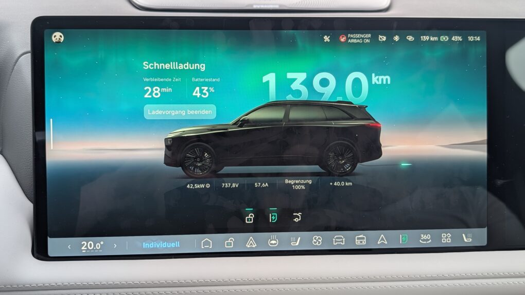 Xpeng G9 Batterieladung